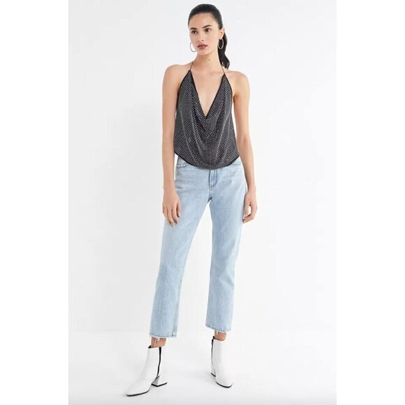 For Love & Lemons After Dark Halter Top Black Womens One Size - Picture 13 of 14